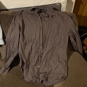 Black Label Men's Casual Brown Button Down Shirt